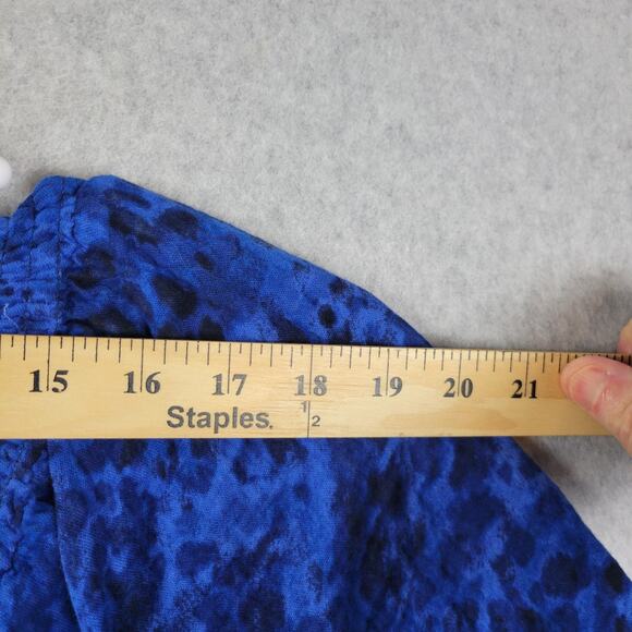 Terra & Sky 100% Cotton Blue SS Smocked Casual Dress Women's Plus 3X Pockets - Picture 10 of 12